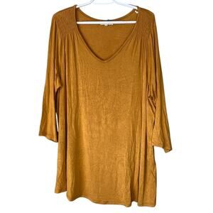 Retrology Mustard Yellow 3/4 Sleeve Tee Size 2X
